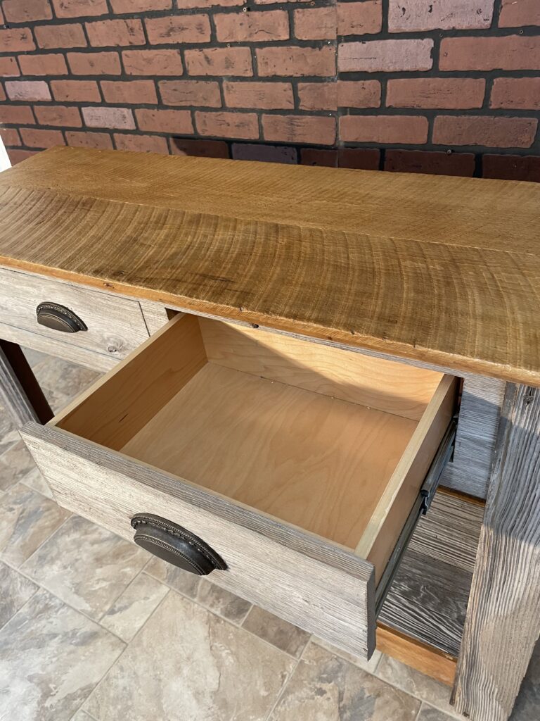 Double Drawer Console table reclaimed lumber